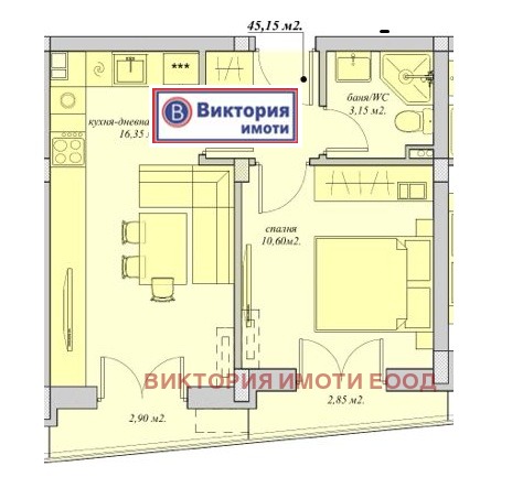 На продаж  1 спальня область Велико Тирново , Горна Оряховица , 59 кв.м | 61119272