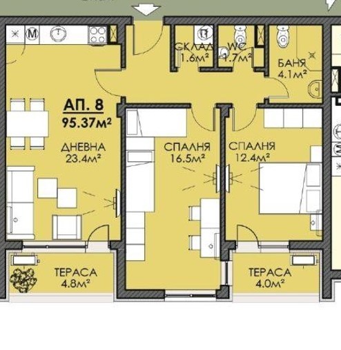 In vendita  2 camere da letto Burgas , Meden rudnik - zona V , 95 mq | 78893394 - Immagine [2]