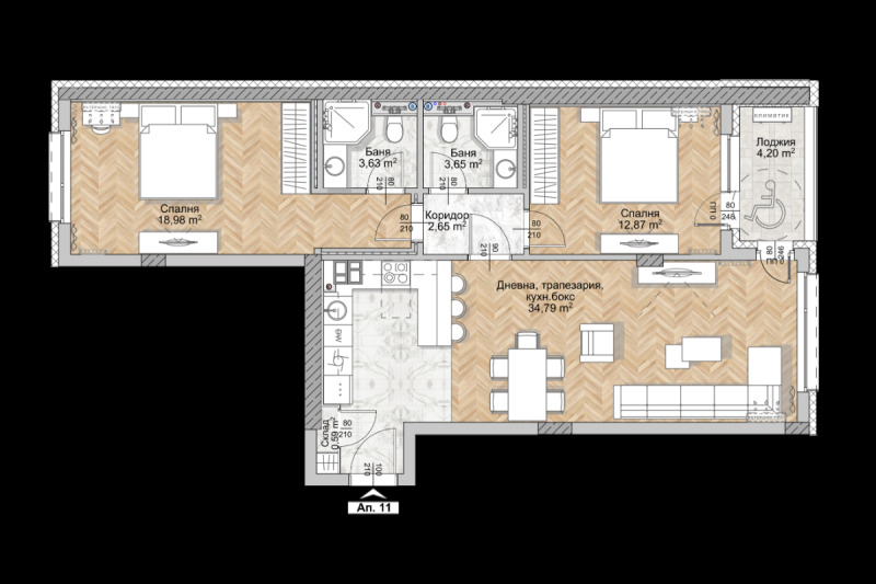 Satılık  2 yatak odası Sofia , Lyulin 8 , 110 metrekare | 93361207 - görüntü [2]