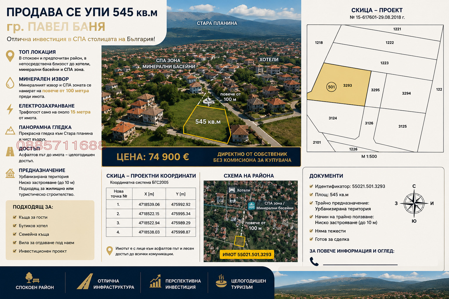 Продава ПАРЦЕЛ, гр. Павел баня, област Стара Загора