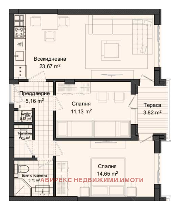 À venda  2 quartos Plovdiv , Gagarin , 92 m² | 82425547 - imagem [3]