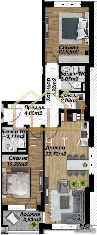 Продава 3-СТАЕН, гр. Пловдив, Беломорски, снимка 3 - Апартаменти - 56134894