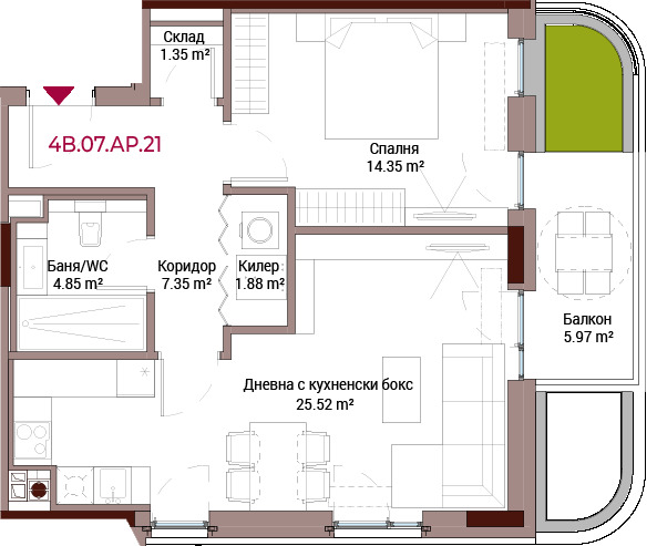 Продава 2-СТАЕН, гр. София, Лозенец, снимка 2 - Апартаменти - 54137309