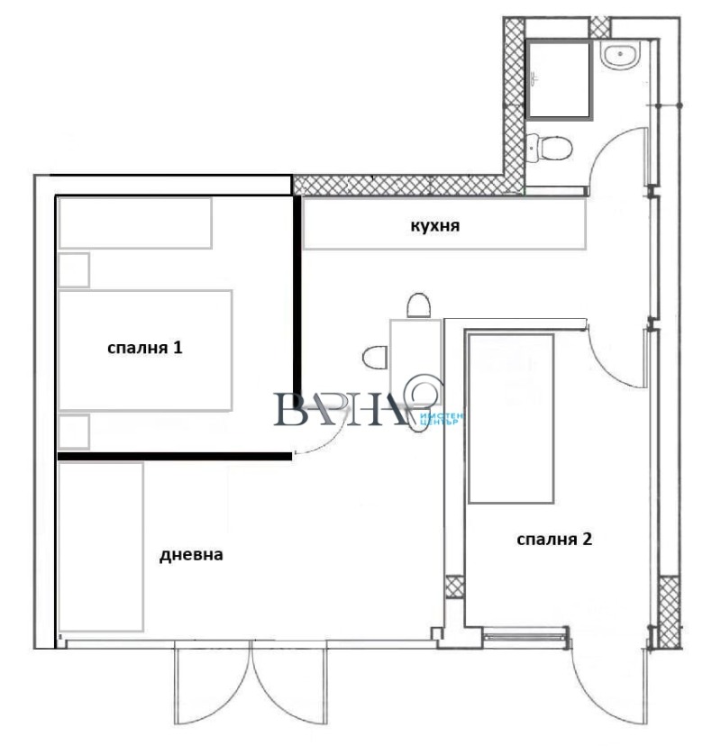 Zu verkaufen  2 Schlafzimmer Warna , Okraschna bolniza-Generali , 50 qm | 72423530 - Bild [9]