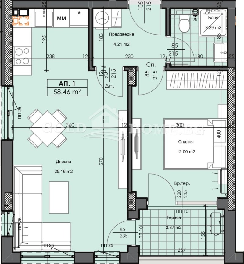 Eladó  1 hálószoba Plovdiv , Gagarin , 76 négyzetméter | 67184211 - kép [2]