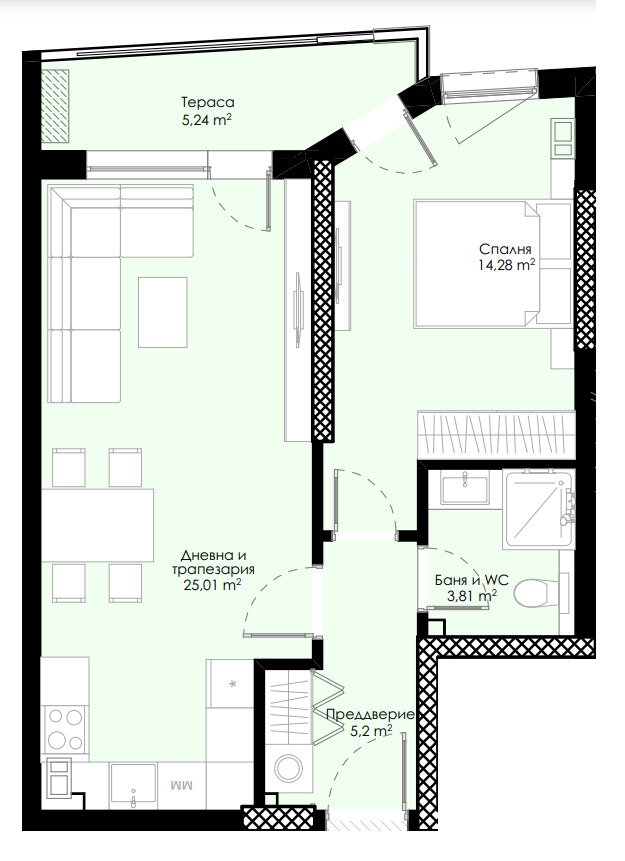 Na prodej  1 ložnice Plovdiv , Christo Smirnenski , 73 m2 | 95646136 - obraz [2]