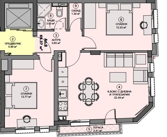 De vânzare  2 dormitoare Sofia , Zona B-19 , 81 mp | 12402511 - imagine [2]