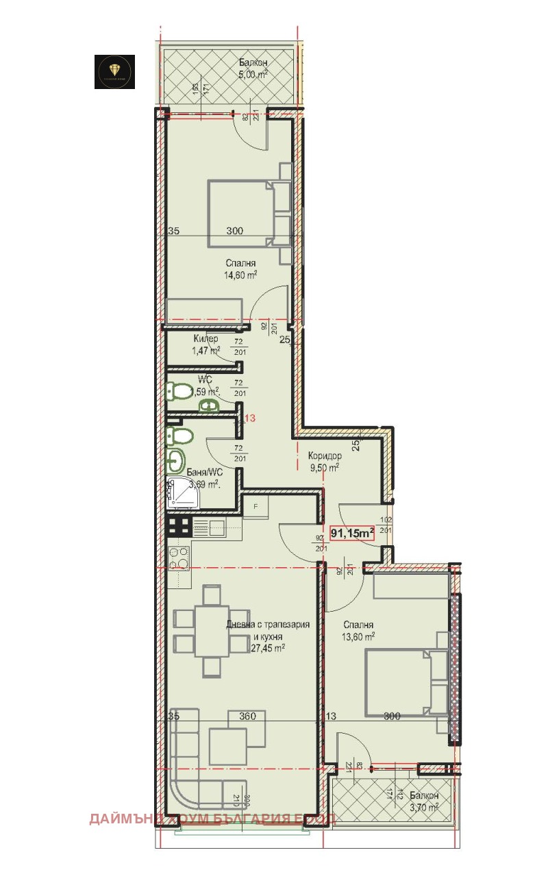 Продаја  2 спаваће собе Пловдив , Христо Смирненски , 107 м2 | 15117762 - слика [2]