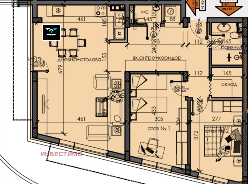 Продава 3-СТАЕН в град София, м-т Гърдова глава - 105 кв.м / 225 950 € » 441 919.79 лв., ИНВЕСТИМО