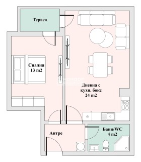 Продава 2-стаен град Пловдив Тракия - [1] 