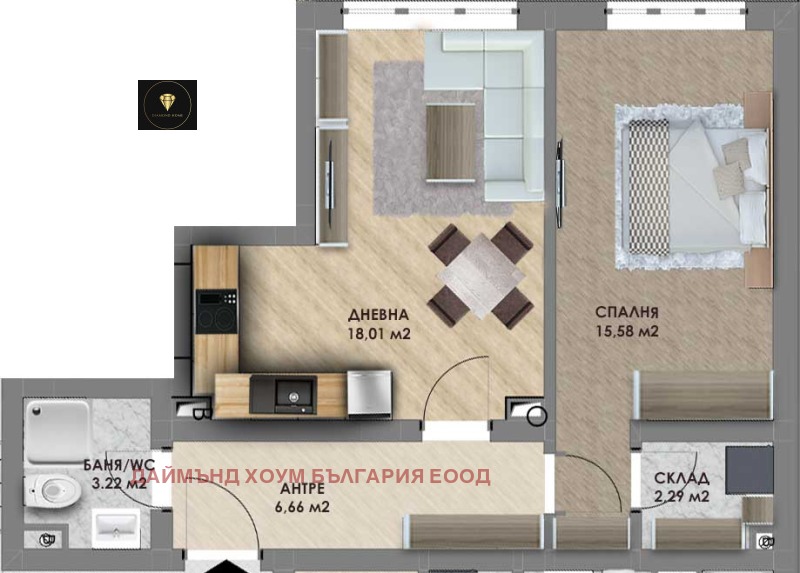 Zu verkaufen  1 Schlafzimmer Plowdiw , Hristo Smirnenski , 64 qm | 48987587 - Bild [3]