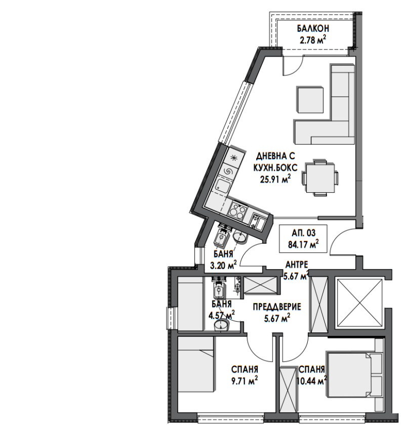 Продава 3-СТАЕН, гр. София, Дианабад, снимка 1 - Aпартаменти - 49313669