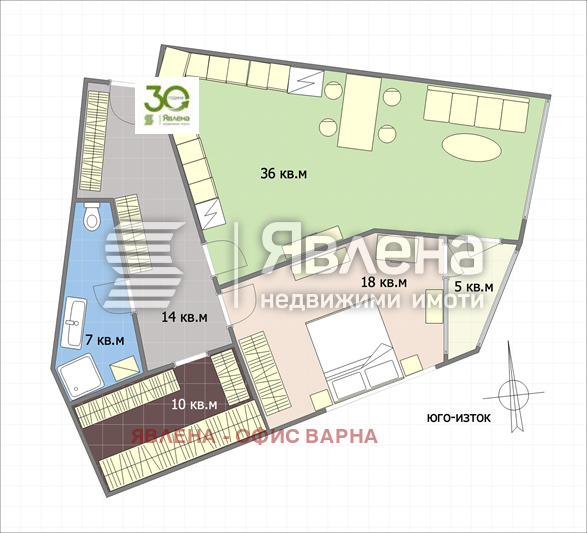 Satılık  1 yatak odası Varna , k.k. Çayka , 93 metrekare | 20488730