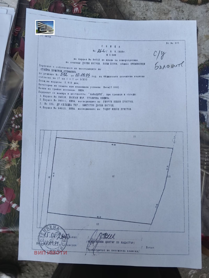 Продава ПАРЦЕЛ, с. Долни Богров, област София-град, снимка 1 - Парцели - 45021575