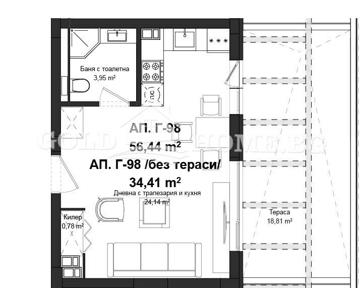Продаја  Студио Пловдив , Гагарин , 44 м2 | 26322169 - слика [3]