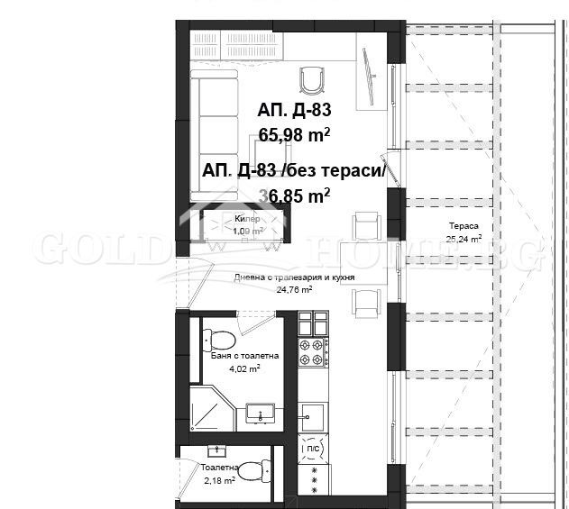 Продаја  Студио Пловдив , Гагарин , 44 м2 | 26322169 - слика [5]