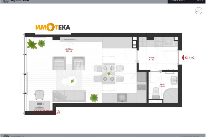 For Sale  Studio Sofia , Manastirski livadi , 51 sq.m | 64890471 - image [2]