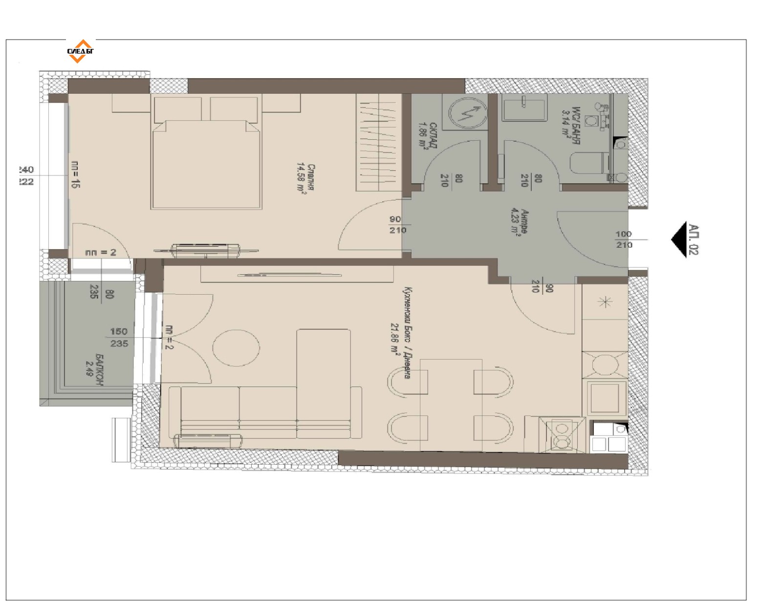 Продава  2-стаен град София , Левски , 58 кв.м | 25769784