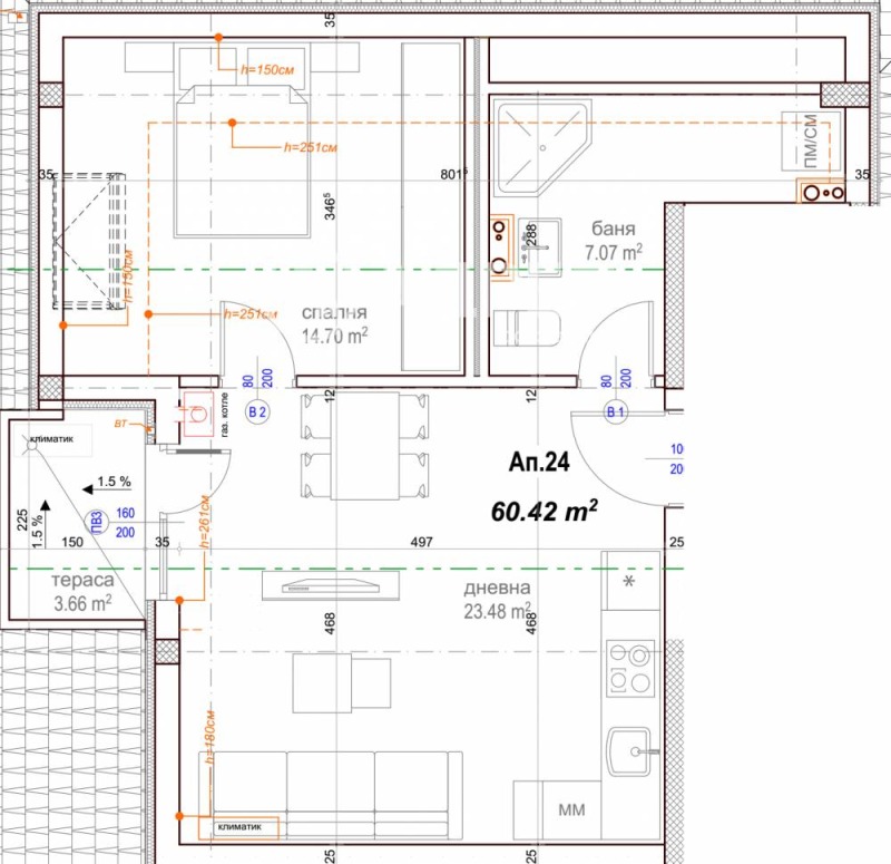 Till salu  1 sovrum Sofia , Manastirski livadi , 69 kvm | 90871035 - bild [4]