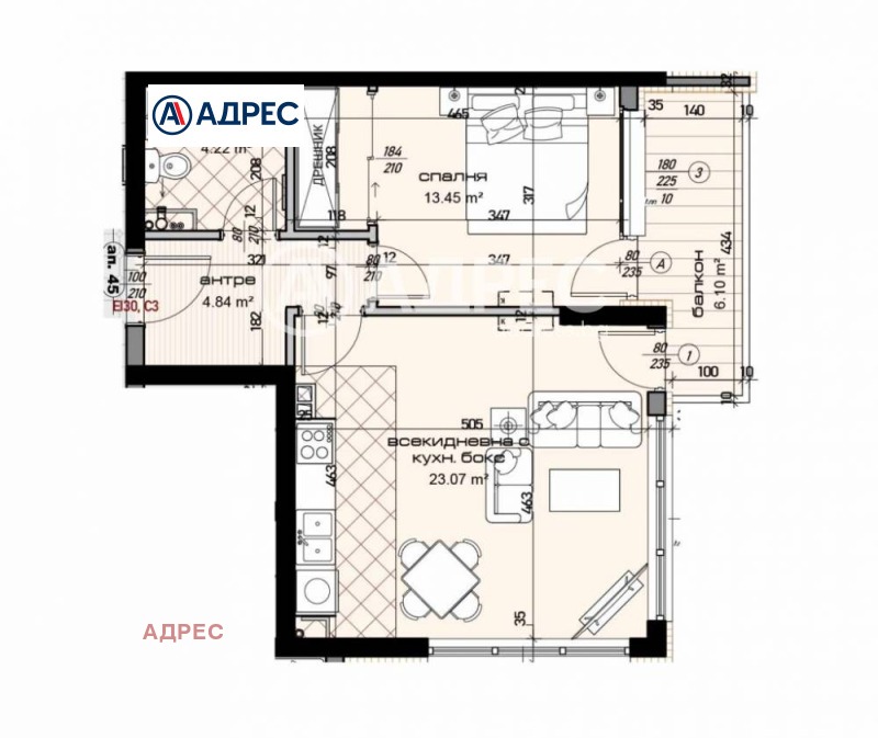 De vânzare  1 dormitor Varna , Mladost 1 , 74 mp | 87612118