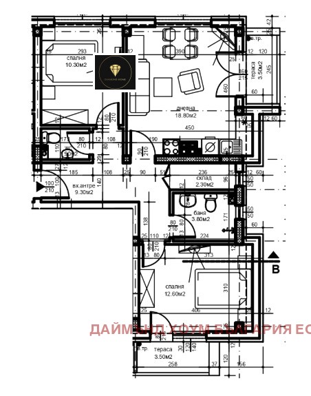 In vendita  2 camere da letto Plovdiv , Hristo Smirnenski , 91 mq | 53787179 - Immagine [2]