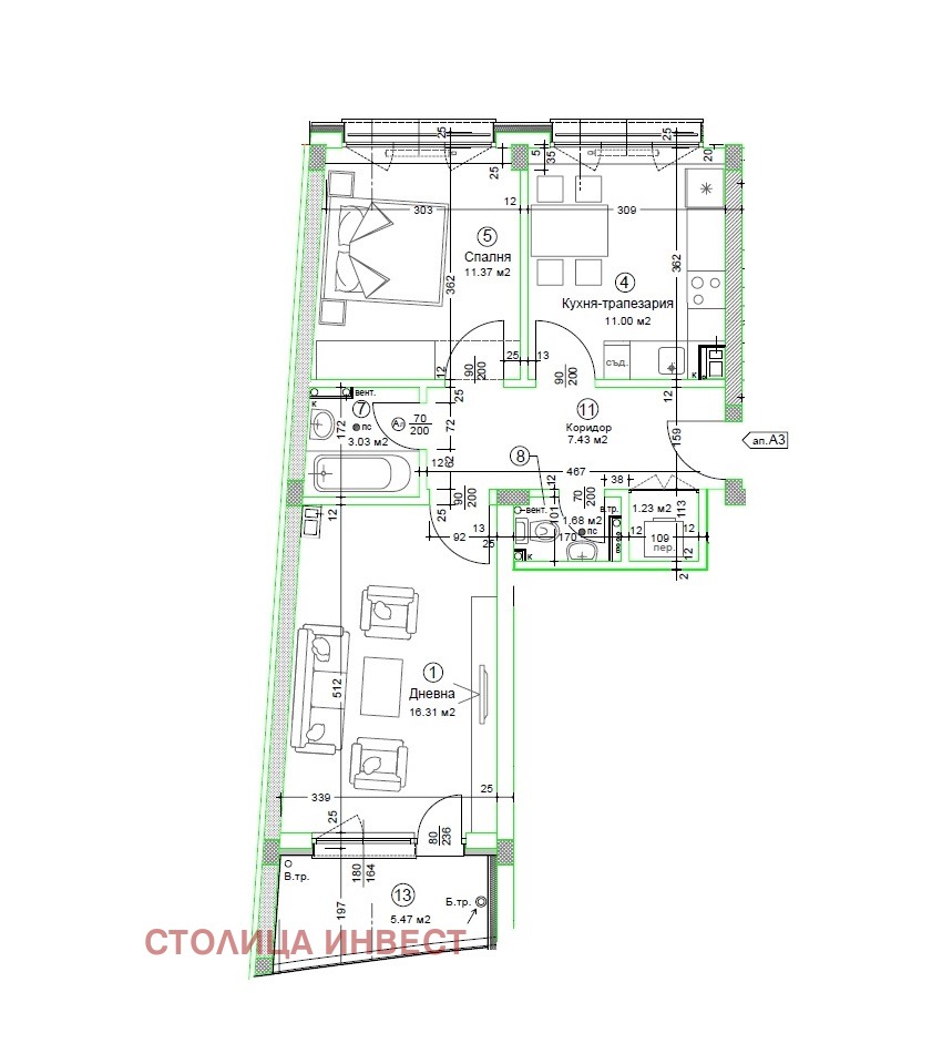 Продава 2-СТАЕН, гр. Русе, Център, снимка 2 - Апартаменти - 50217249