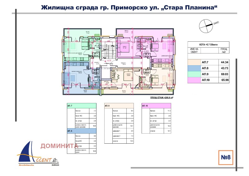 Na sprzedaż  Studio region Burgas , Primorsko , 42 mkw | 41656415 - obraz [5]