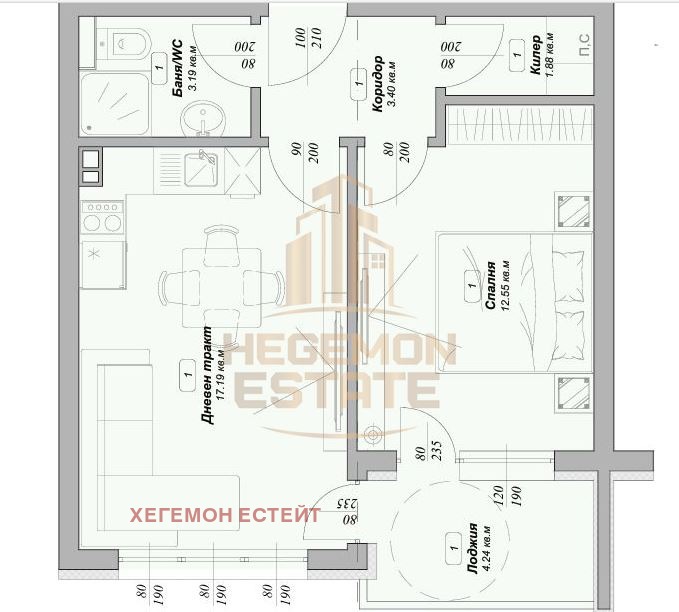 Myytävänä  1 makuuhuone Varna , m-t Ptšelina , 57 neliömetriä | 33485485 - kuva [5]