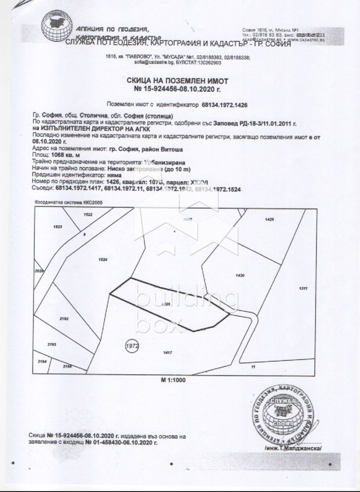 À venda  Trama Sofia , Dragalevci , 1068 m² | 83397666
