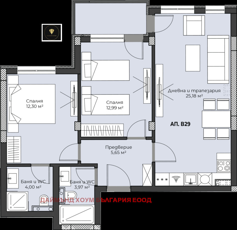 Продаја  2 спаваће собе Пловдив , Пештерско шосе , 101 м2 | 95718910 - слика [2]