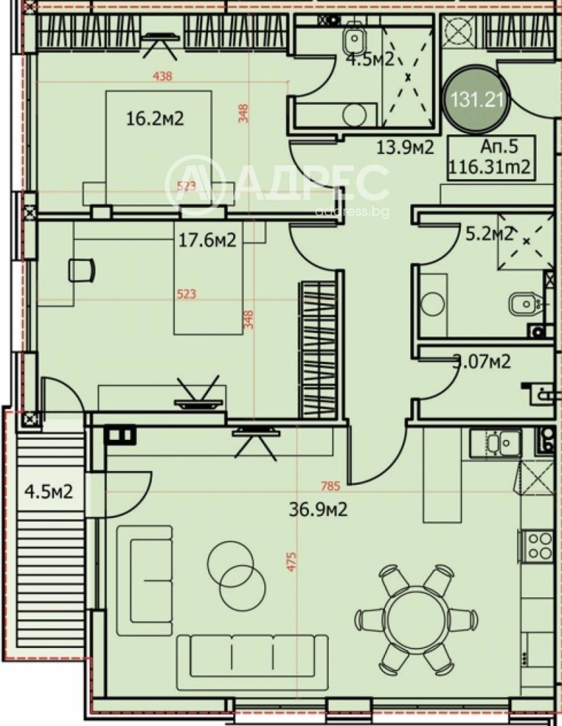 Till salu  2 sovrum Sofia , Dragalevci , 131 kvm | 52602026 - bild [7]