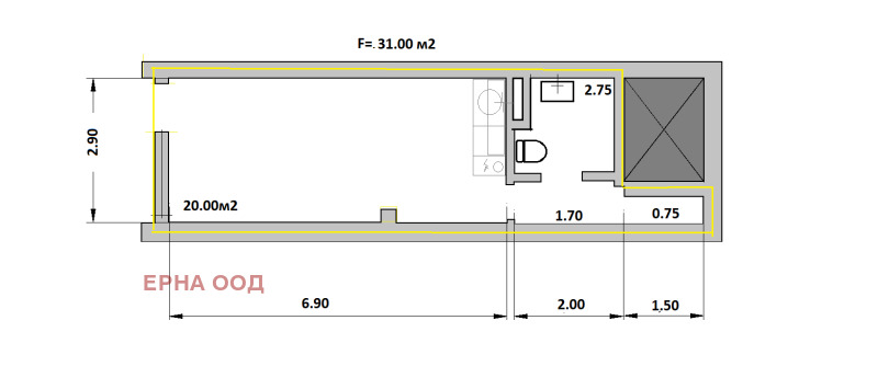Eladó  Stúdió Sofia , Manastirski livadi , 31 négyzetméter | 22029839 - kép [3]
