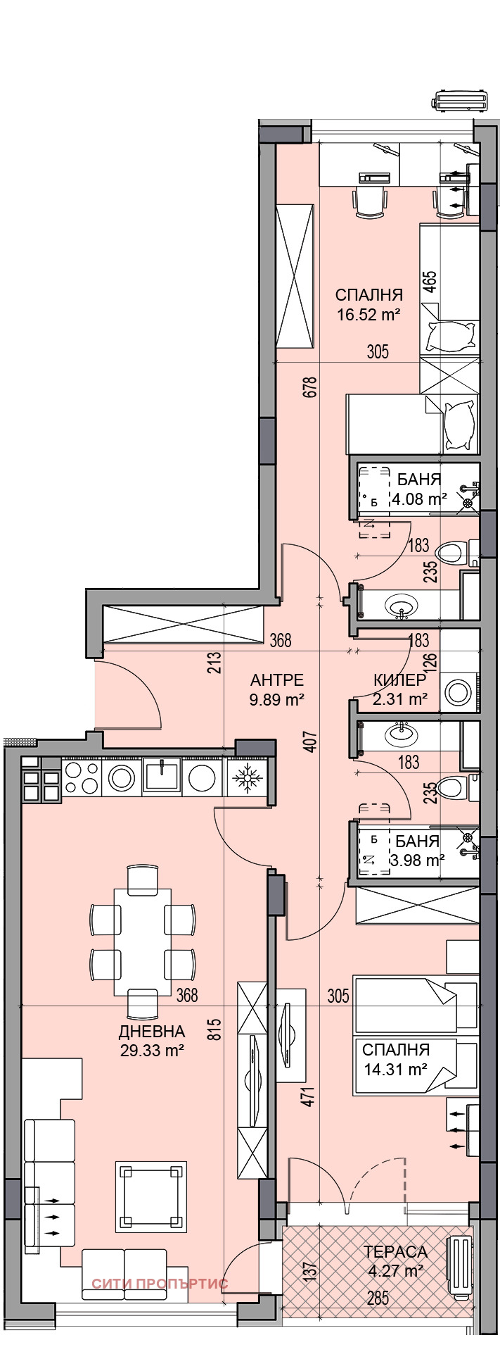 À venda  2 quartos Plovdiv , Gagarin , 116 m² | 63011597 - imagem [3]