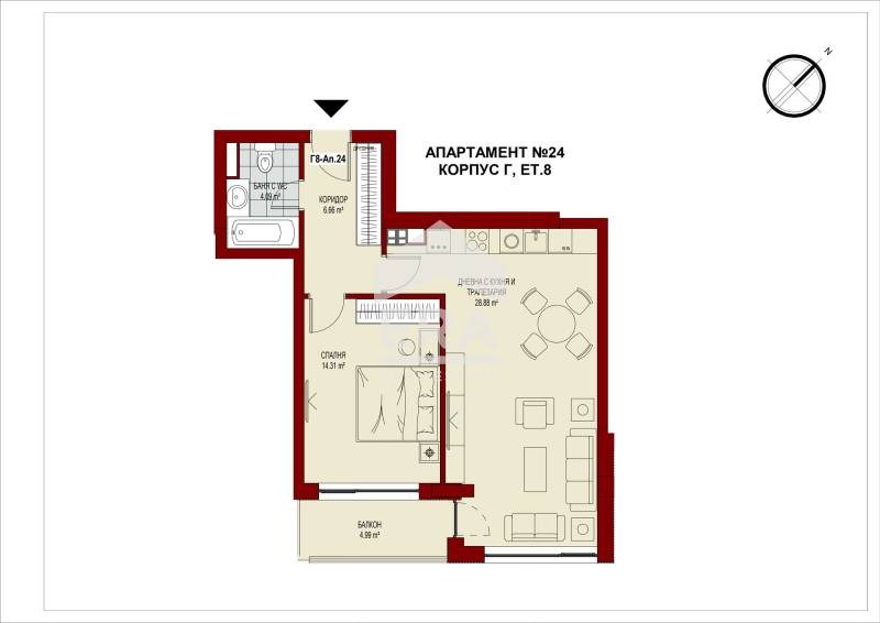 Myytävänä  1 makuuhuone Sofia , Tsentar , 81 neliömetriä | 46091089 - kuva [7]