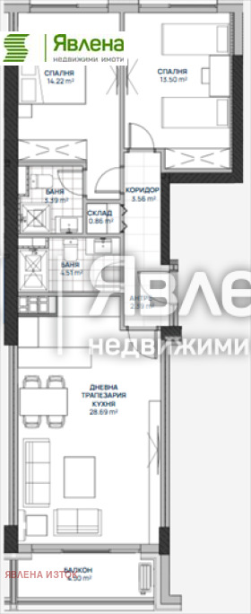 Продава 3-СТАЕН, гр. София, Люлин 2, снимка 2 - Апартаменти - 55696160