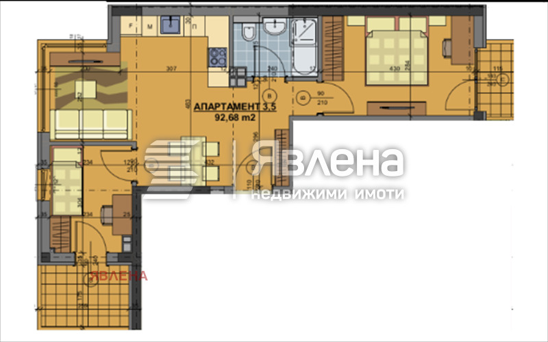 En venta  2 dormitorios Sofia , Tsentar , 93 metros cuadrados | 63466766 - imagen [2]