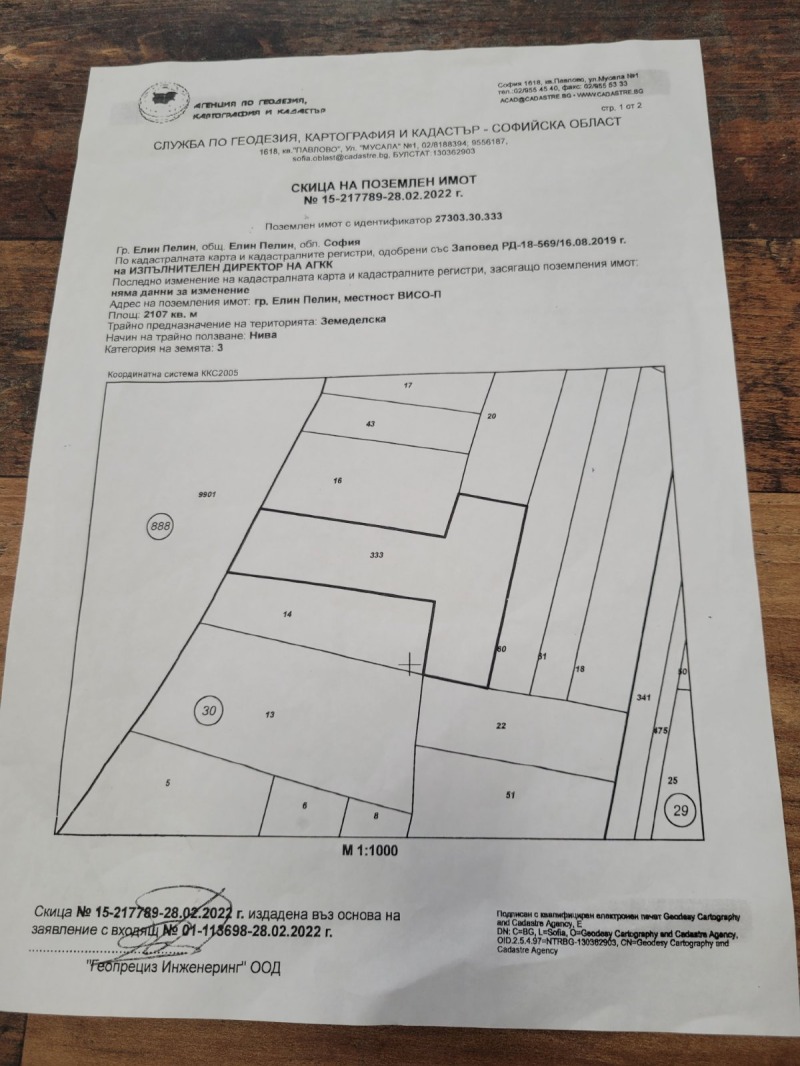 Продава ЗЕМЕДЕЛСКА ЗЕМЯ в област София, гр. Елин Пелин - 2.107 дка / 33 233.97 € » 65 000 лв., ИМОТИ