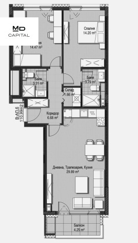 3-стаен град София, Кръстова вада 2