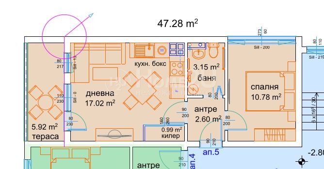 Продаја  1 спаваћа соба Варна , м-т Пчелина , 47 м2 | 44174506 - слика [2]