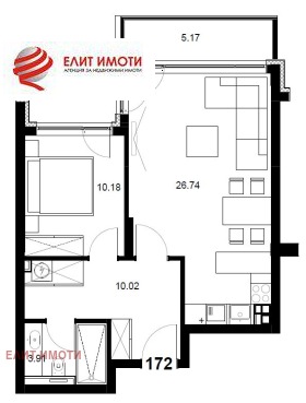 1 soverom Briz, Varna 12