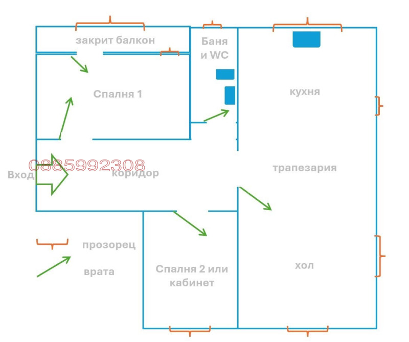 Дава под наем 3-СТАЕН, гр. София, Център, снимка 8 - Апартаменти - 52882908